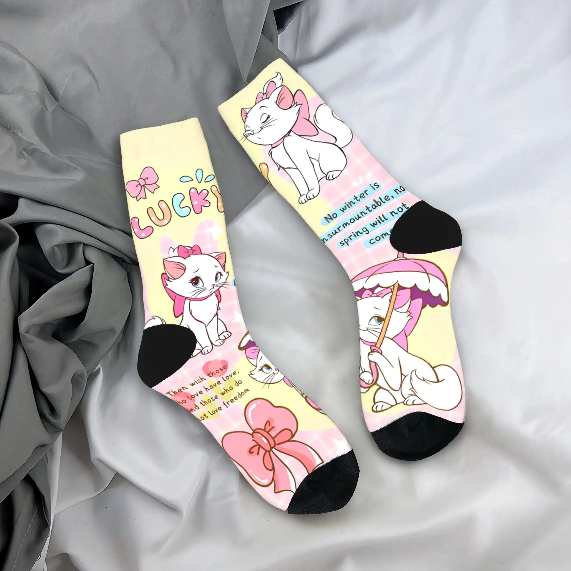 

Чулки с рисунком кота Мари, винтажные носки с графическим рисунком, зимние нескользящие носки, мужские мягкие дышащие носки для скалолазания