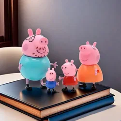 4 Uds. Peppa Pig juguete rosa figura de acción dibujos animados George familia juguete cerdo mamá y papá Anime juguetes de fiesta vacaciones cumpleaños niños juguete para regalo