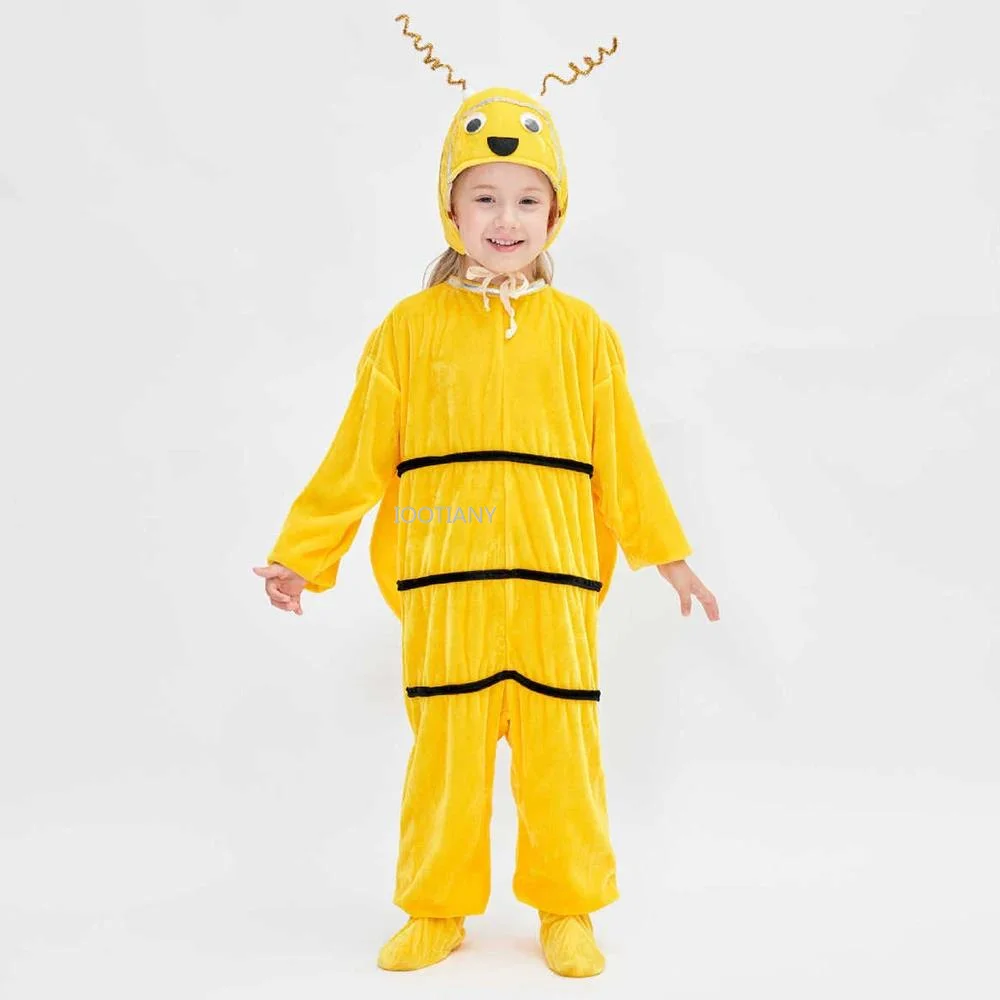 2024 Kids Little Bee Cosplay Costume Children Cartoon Animal Suit Bee Dance Performance Costumes Carnival Party Jumpsuit