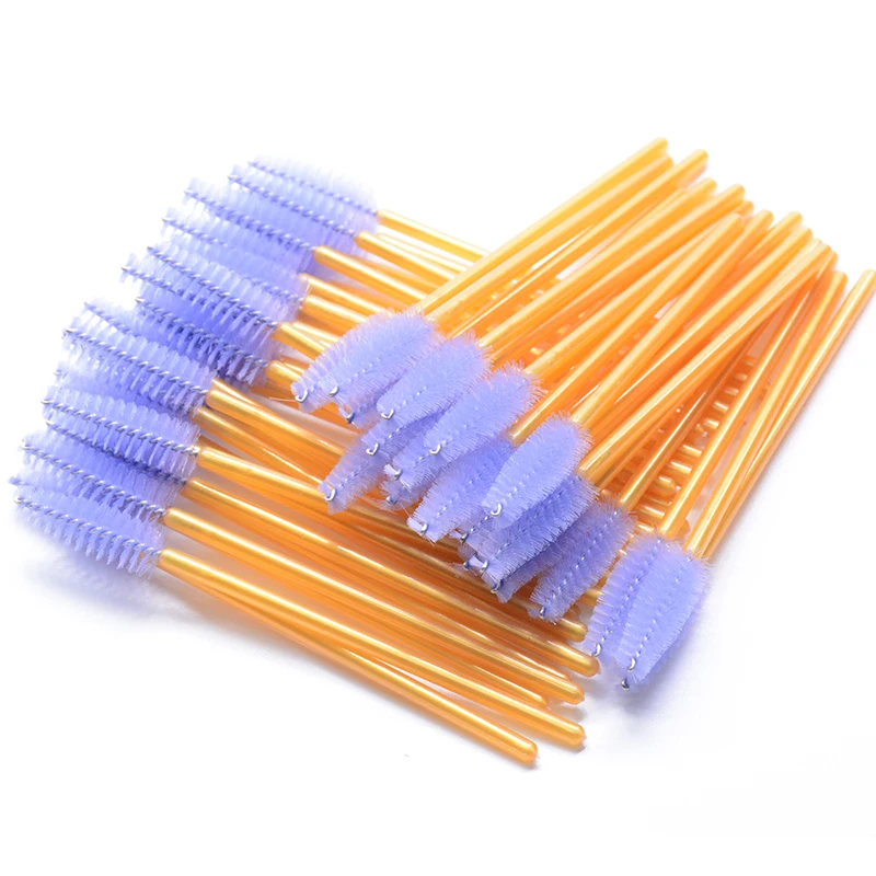 Baguettes de Mascara pour cils scintillants, brosse d'extension de cils, peigne brillant, brosses à sourcils, 50 pièces