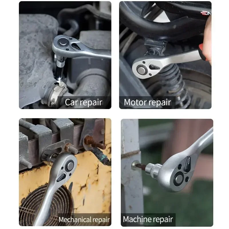 24 أسنان 1/4 "3/8" بوصة عزم الدوران ومفتاح ربط بسقاطة سريع الإصدار عكسها المهنية الثقيلة اسئلة أدوات يدوية أدوات السيارات