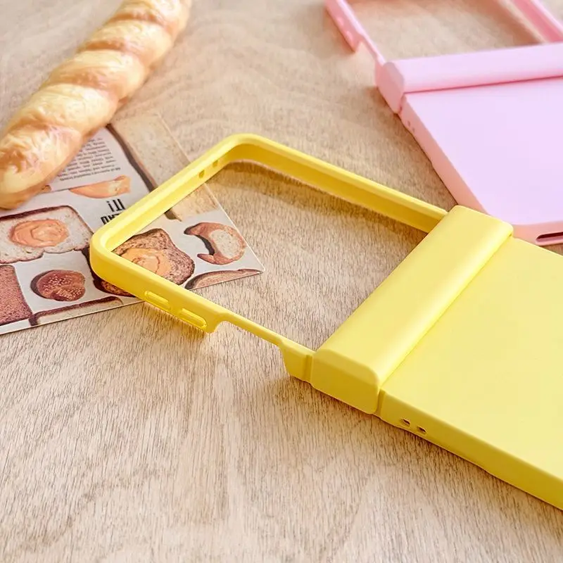 Funda de teléfono oficial de Color caramelo brillante para Samsung Galaxy Z Flip 7 6 5 4 3 bisagra de lujo eje Central protege la cubierta de PC a prueba de golpes