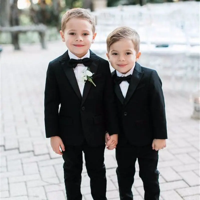 

Black Notched Lapel One Buttons Boy Suits Children costume wedding Party Tuxedos boys blazer Sets(jacket+pant)