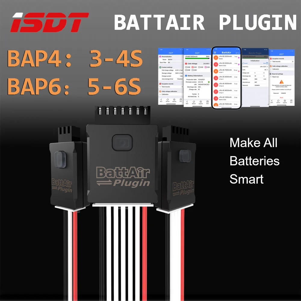 ISDT BattAir Plugin BAP4 BAP6 مدقق الجهد دعم بلوتوث APP التحكم ل 3-4S/5-6S LiFe يبو بطارية Air8 K2Air شاحن
