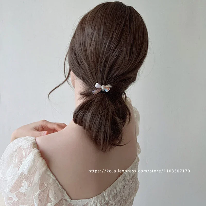 عصابة رأس رائعة بربطة عنق ~ حبل شعر صغير الحجم من فرنسا الكورية برأس كروي وربطة عنق فرنسية وشريط مطاطي عالي على شكل ذيل حصان #2