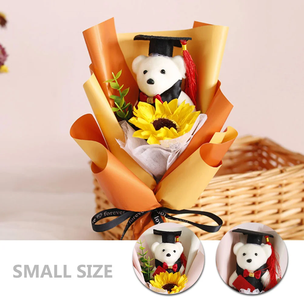 5 Pcs Graduation Party Decor Stuffed Flower Bouquet Bears DIY Toy Toys Gift Plush Small Mini Cloth Polyester Cartoon Gifts