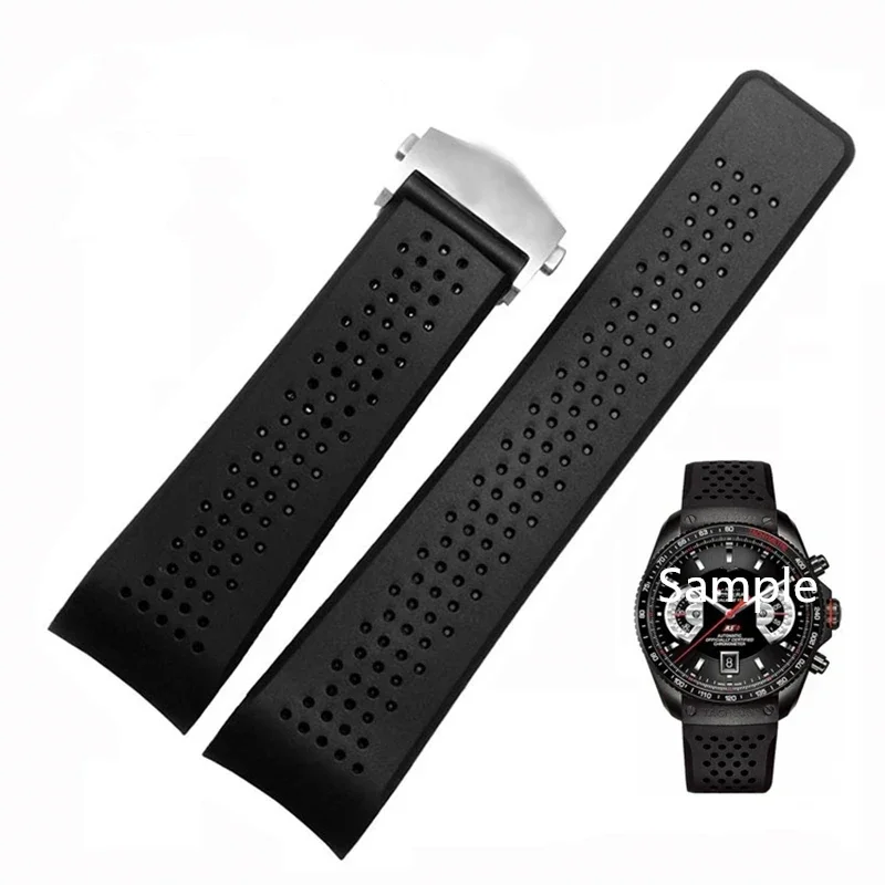 Natural Rubber Watchband For TAG HEUER GRAND CARRERA wristband Waterproof Sport Strap 22mm 24mm Soft Silicone Watch Bracelet