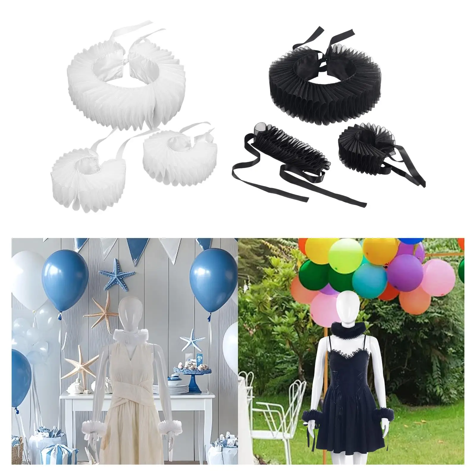 

Регулируемый винтажный воротник в элизабетанском колониальном стиле для выпускного бала, дизайн «Клоун»