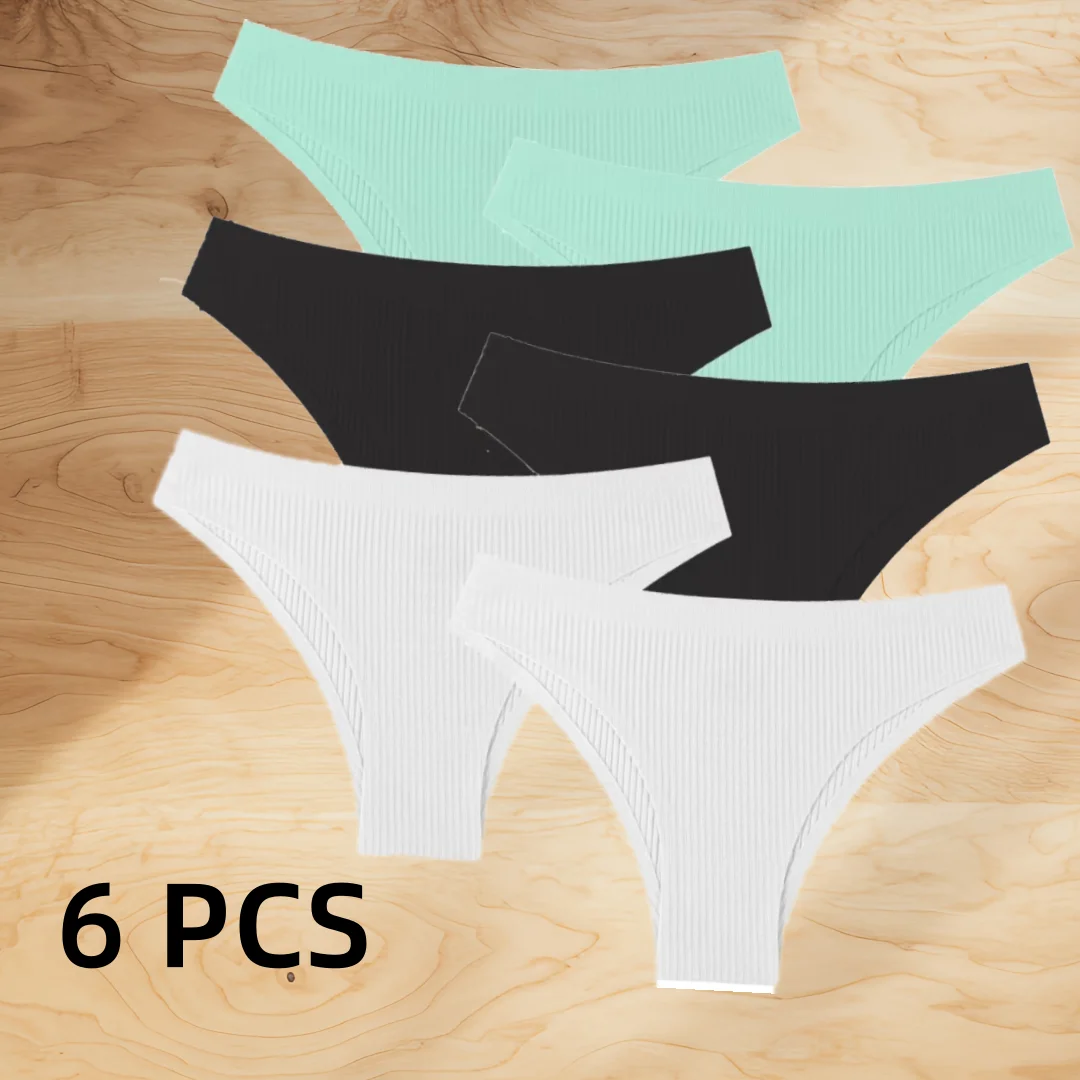 Panties and American Striped Pieces Low Waist 6 Simple Solid Color Ladies Pure Cotton Traceless Comfortable Briefs
