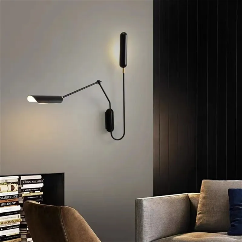 Switch Arm Wall Lamp Industrial Adjustable Lamp Creative black lamp shade Bedside Vintage Retro Led E27 Living Room reading lamp