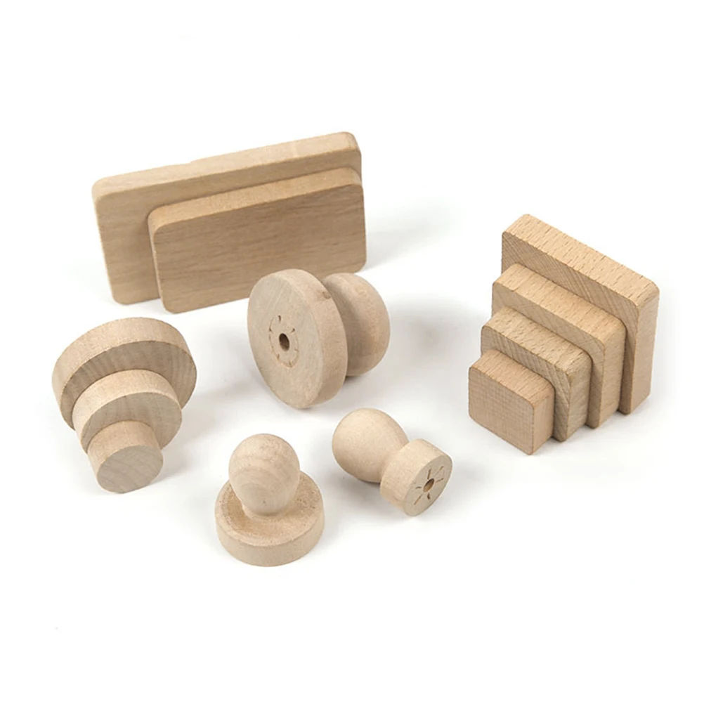 

15pcs Wooden Stamp Blocks Diy Wooden Seal Base For Christmas Crafts Wedding Decorations Wood Stamp Base 5X1.2Cm 3.8X1.2Cm