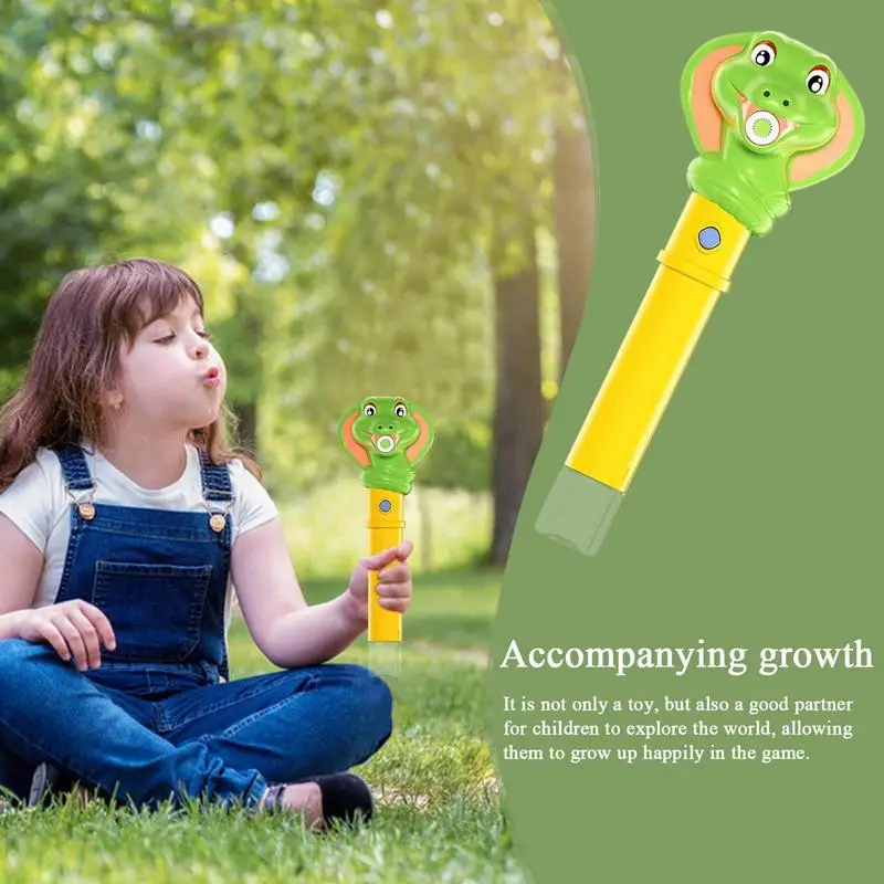 Bubble Wands For Kids Interactive Snake Blowing Machine Cute Cartoon Green Snake Electric Bubble Wand For Kids With Music And