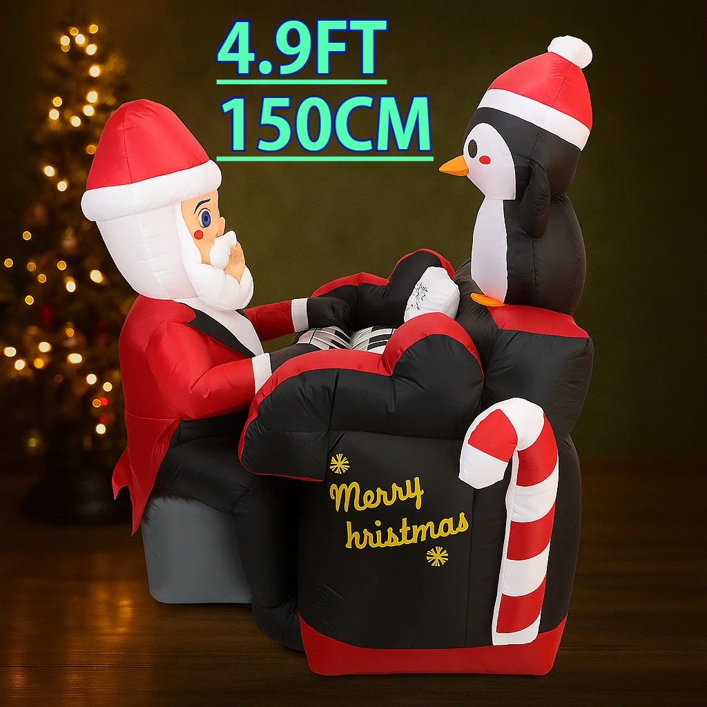 

4,9 фута Рождественский праздничный декор Санта-Пингвин играет на фортепиано надувной рождественский двор светодиодный орнамент домашний декор подарки игрушка праздничная поставка
