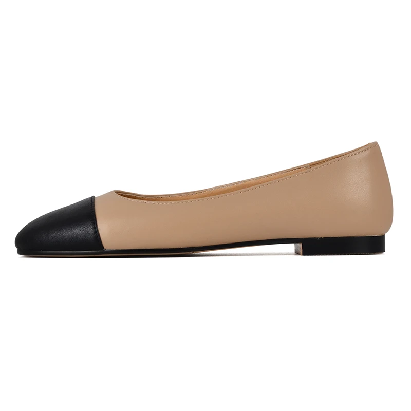 Petite Feet Ladies Ballet Flats Split Leather Fashion Splicing Sheepskin Round Toe Flat Shoes Oversize Casual Shoes Plus Size