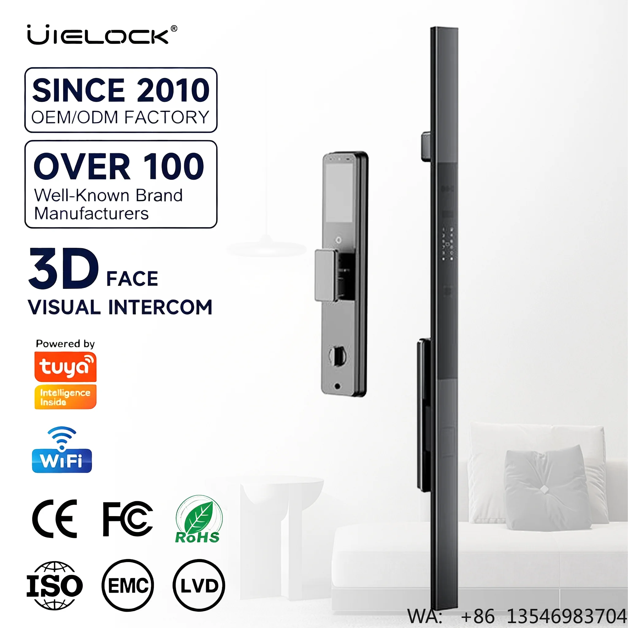 UIELOCK VXF-9 Large Handle Keyless Entry Home Security Smart Lock 3D Face Recognition Palm Vein Full-Automatic Lock