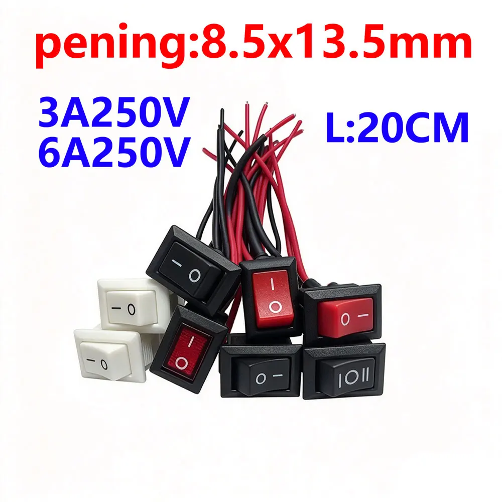 KCD11 3A250V Square Wired Mini Rocker Switch 15×10mm, Small Boat Type Power Push Button for Speaker Cabinet, 12V 24V 220V