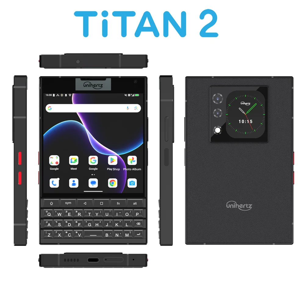 Unihertz Titan 2 Smartphone Android 15 with Physical Keyboard 5G Dual Screen Phone 512GB Dimensity 7300 50MP Camera Dual SIM