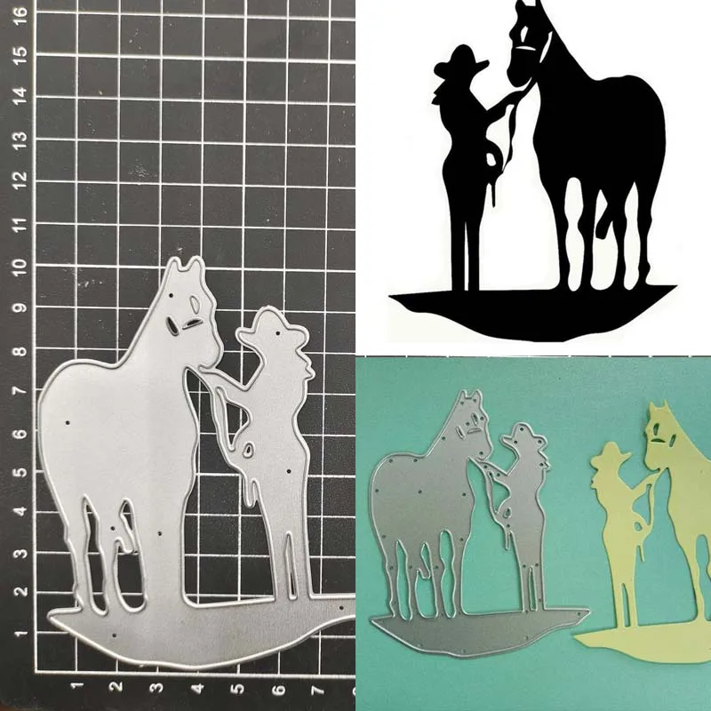 

Knife Mold Girl & Horse Frame Metal Cutting Dies Stencil Scrapbook Diy Album Stamp Paper Card Embossing Decor Craft Knife Mould