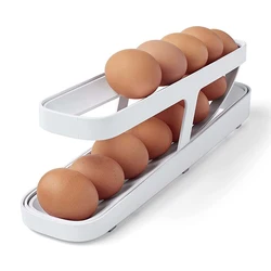 Soporte de estante de desplazamiento automático para huevos, dispensador de huevos para refrigerador, caja de almacenamiento de huevos de cocina, soporte para bandeja de huevos para nevera