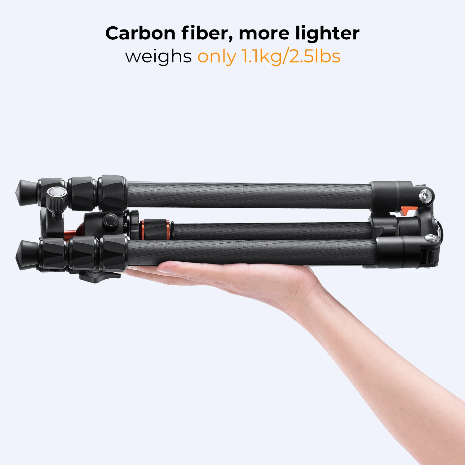 K&F Concept K254C2 63.78Inch/162cm Reversible Folding Carbon Fiber Tripods With 360° Panorama Ball Head Maximum Load 8kg/17.6lbs