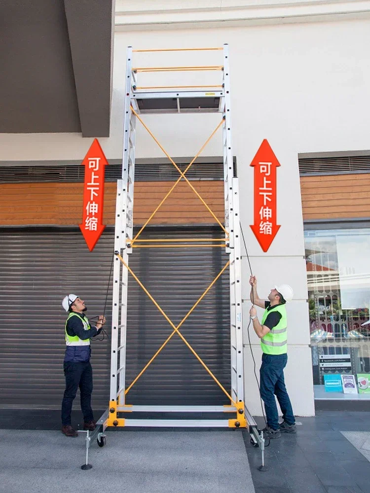 Aluminum alloy scaffold elevator, telescopic ladder, folding and moving engineering ladder, high-altitude platform, cloud ladder view 4