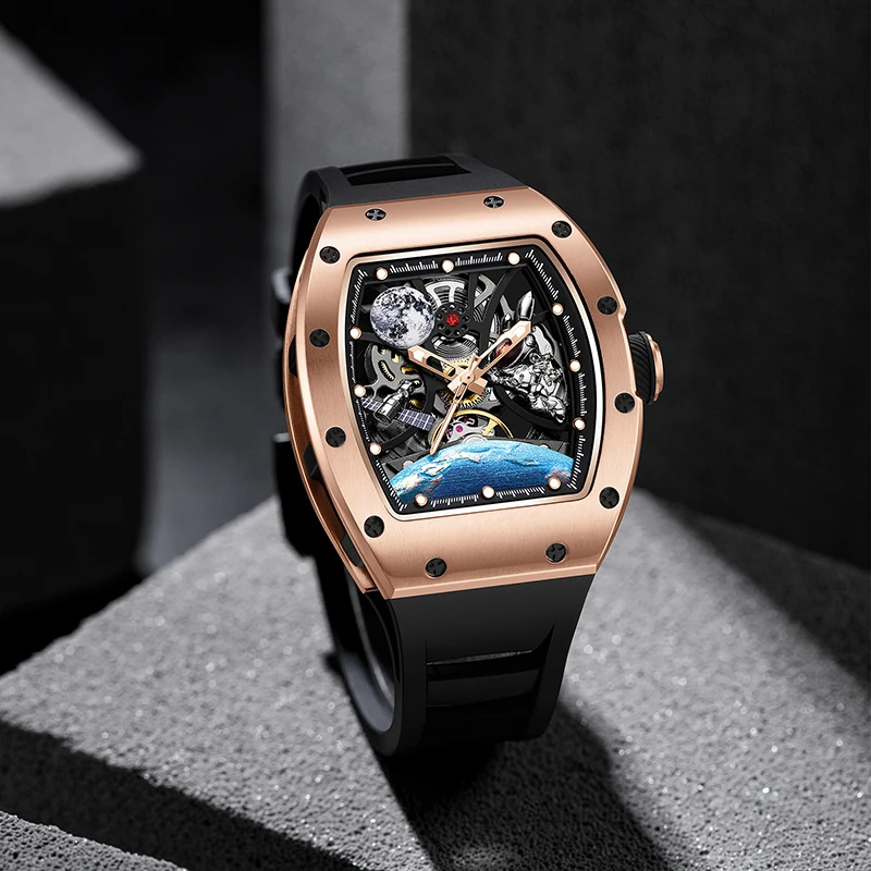 

Mens Watches Luxury Automatic Mechanical Wristwatch AR Sapphire Glass Timepiece Waterproof Clock Tonneau Watch for Men 2025