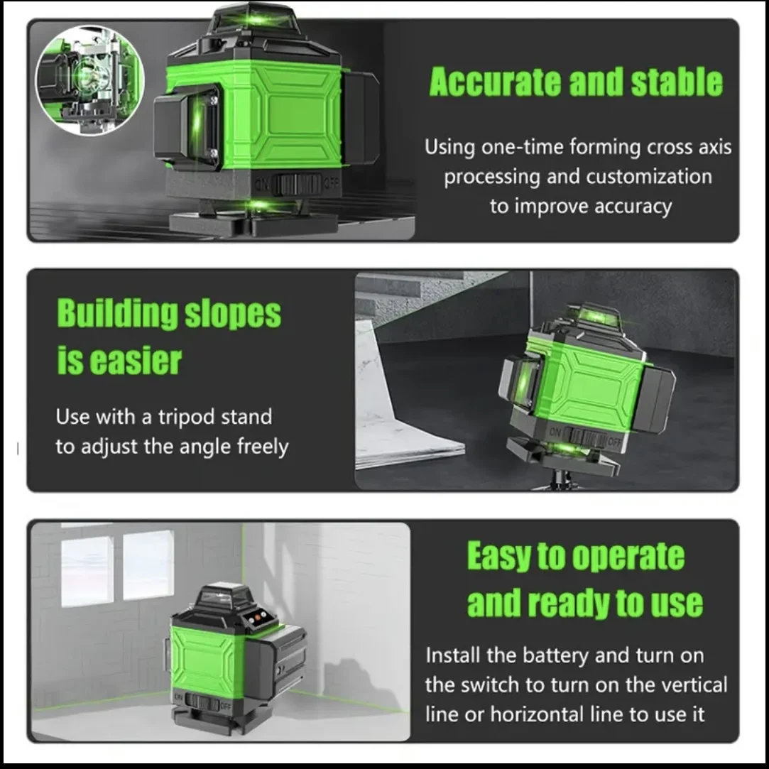 8/12/16 linee autolivellante livellatore Laser a linea incrociata strumento livellatore Laser per la costruzione progetto interno esterno leggero