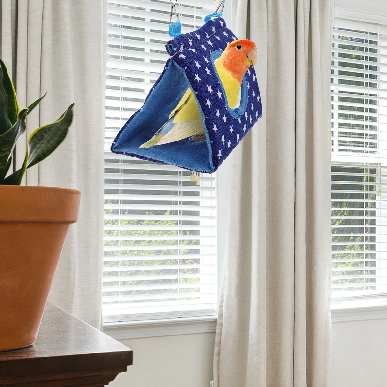 قفص عش الببغاء أرجوحة الطيور مادة القطن متينة وآمنة وعمر طويل مريح يستريح بقعة تصميم ملون يجذب الحيوانات الأليفة