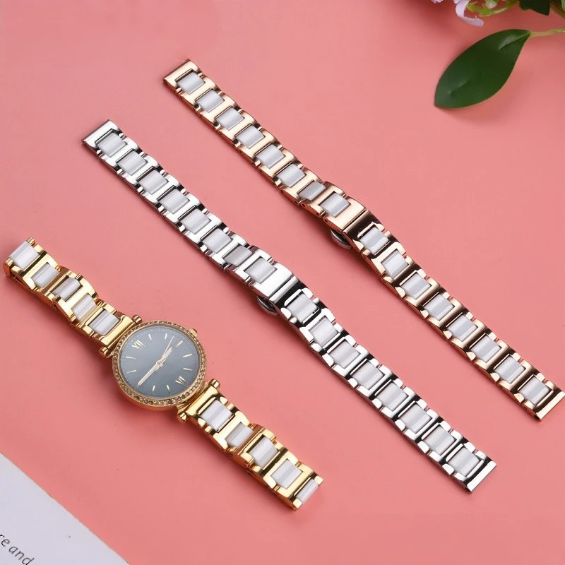 6mm 8mm 10mm 12mm 14m Ladies watchband For Casio Fossil Longines DW Swarovski stainless steel women watch strap ceramic bracelet