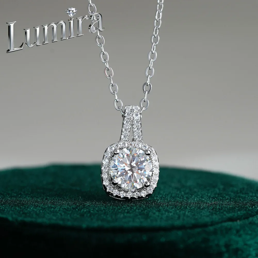 Lumira Platinum PT950 1-Carat Moissanite Necklace with Women's Envelope-Style Pendant Jewelry Wedding Birthday Gifts