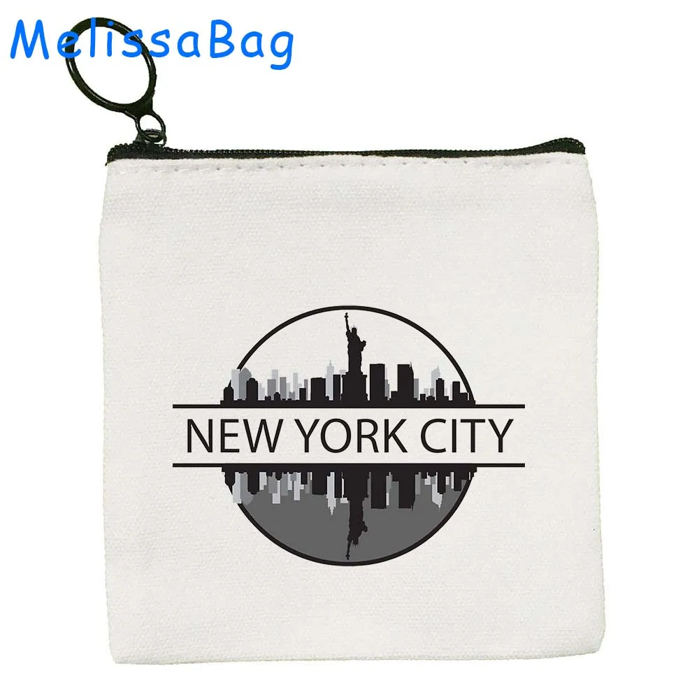 Divertente statua della libertà New York City Gift Skyline Apple NYC Subway Canvas Coin Purse Key Storage Bag Card Case Bag Zipper Pouch