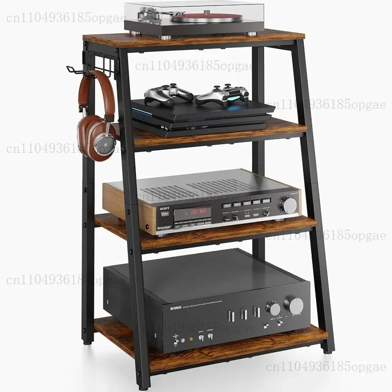 1-4 Tier L Frame Audio Rack 25mm Thick Board Amplifier Stand Adjustable Feet Home Theater DJ Amp Box Storage