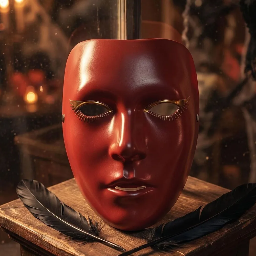 Rote Maskerade-Maske - Mardi Gras Abschlussball Party-Accessoire – Detail 2