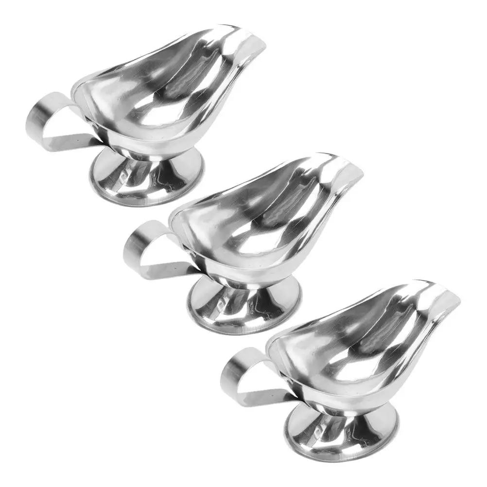 

3Pcs Stainless Steel Sauce Jug Set Elegant Gravy Bowls for Salad Dressings Creamer and Syrup Serving Gravy Bowls