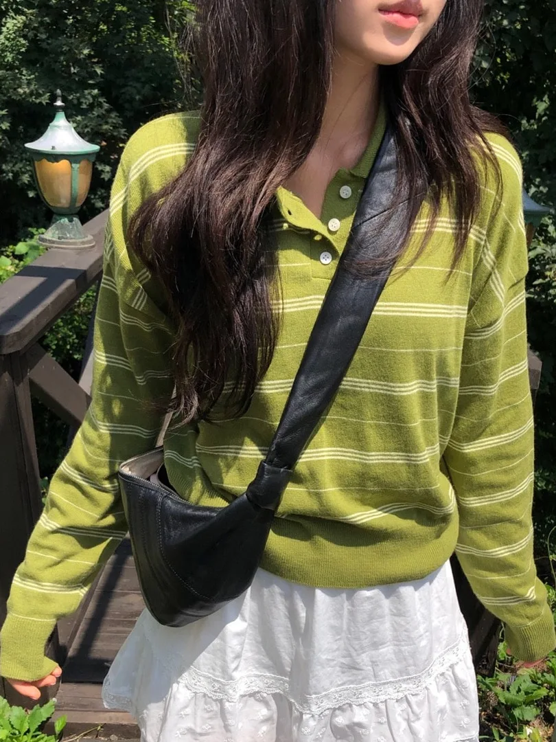 الرجعية Sle طويلة Sve محبوك سترة فضفاضة تناسب الخريف جمع المرأة Faion طوق irt شريط نمط فتاة في سن المراهقة #1