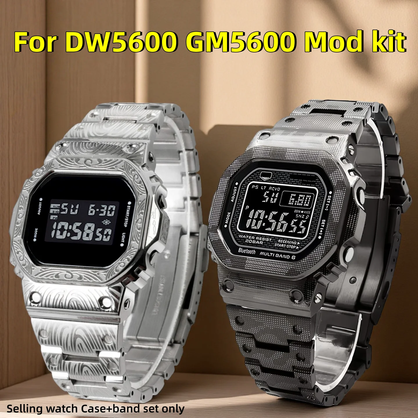 

Камуфляжный металлический корпус DW5600 5610, ремешок для Casio G-SHOCK DW-5600 GM-5600, резной комплект, мужской модный комплект, ремешок для часов с рамкой из титановой стали