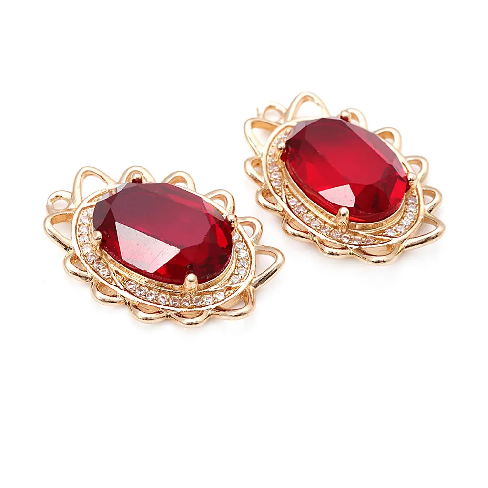 18K Gold Color Brass Zircon Glass Oval Shape Connect Charms Pendants High Quality Diy Jewelry Accessories Making Materials
