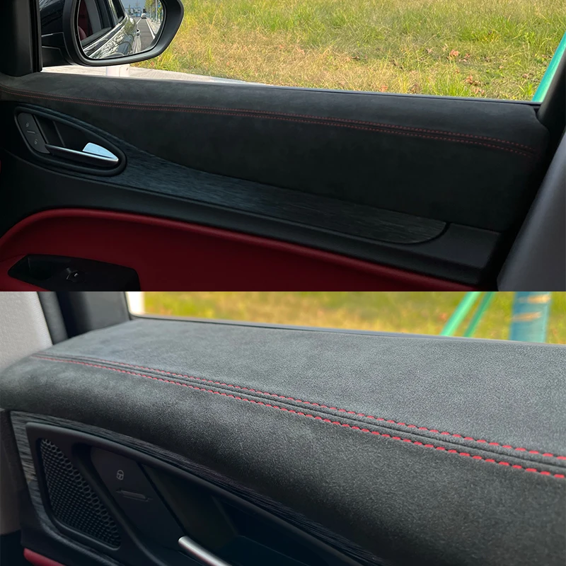 Real Alcantara Custom Door Top Covers Car Dashboard Cover for Alfa Romeo Stelvio 2018-2020 Mat Shade Cushion Pad Carpets