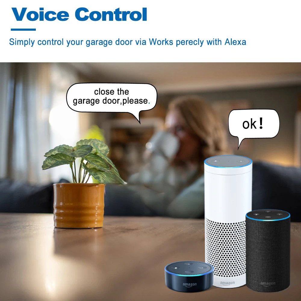 Tuya WiFi スマートガレージドアオープナーコントローラー DC12 24V リアルタイム監視用センサー搭載 Alexa Google Home対応