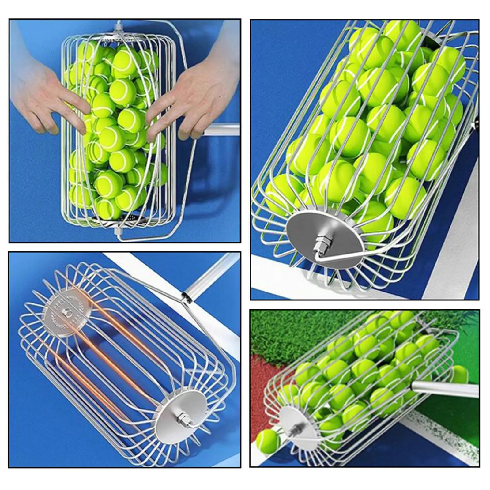 Tennis Ball Hopper for Easy Picking Telescopic Basket Sturdy Lightweight Rolling Basket Pick up Container for Indoor/Outdoor