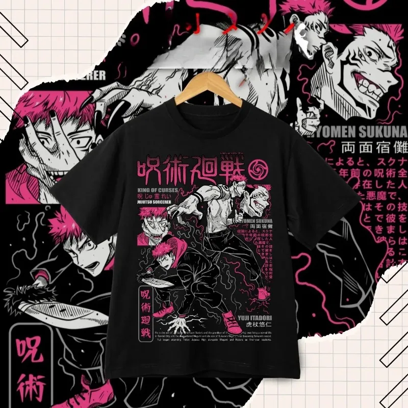 

Футболка Jujutsu Kaisen, мужская летняя футболка с половиной рукавов Fushiguro Megumi Gojo Satoru Tiger Stick Hisahi Surrounding Clothes Tide