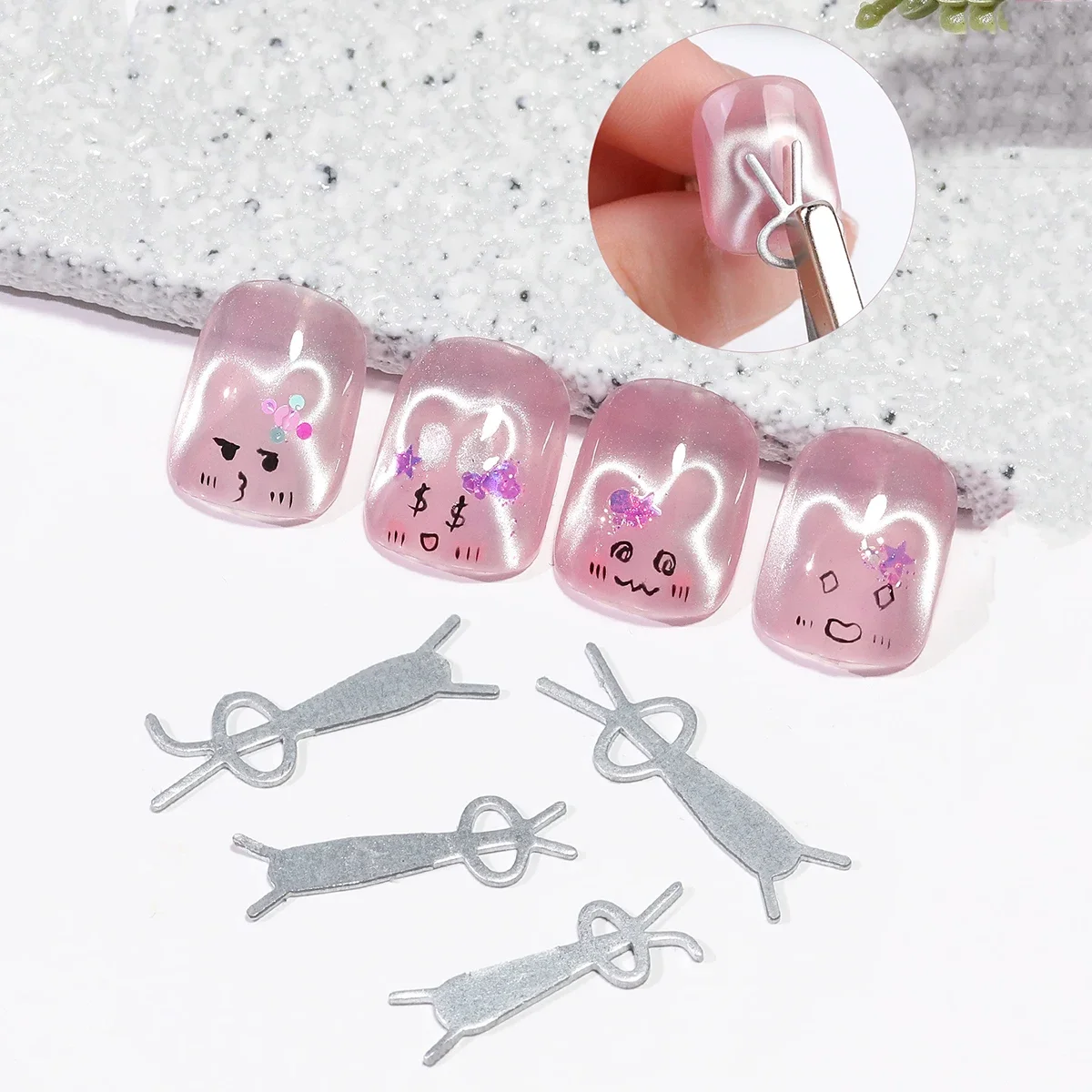 6/9-teiliges Katzenaugen-Magnet-Set mit Eisenplatten, Kaninchen- und Herzform, magnetisches Nagelkunst-Werkzeug für Gel-Lack, DIY-Maniküre-Zubehör – Detail 5