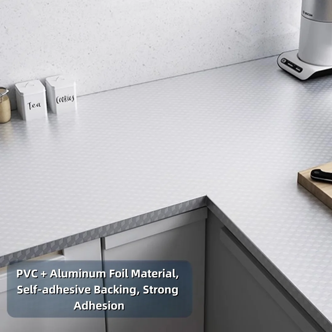 Aluminum Foil Kitchen Stove Sticker, Oil-Proof Waterproof Fireproof Heat Resistant Countertop Wall Protector view 2