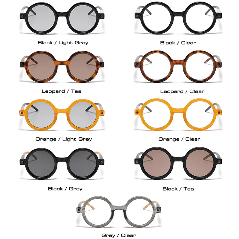 Buc& EI Ins-Lunettes de soleil rondes à double document pour hommes et femmes, lunettes à lentilles transparentes, nuances tendance, lunettes de