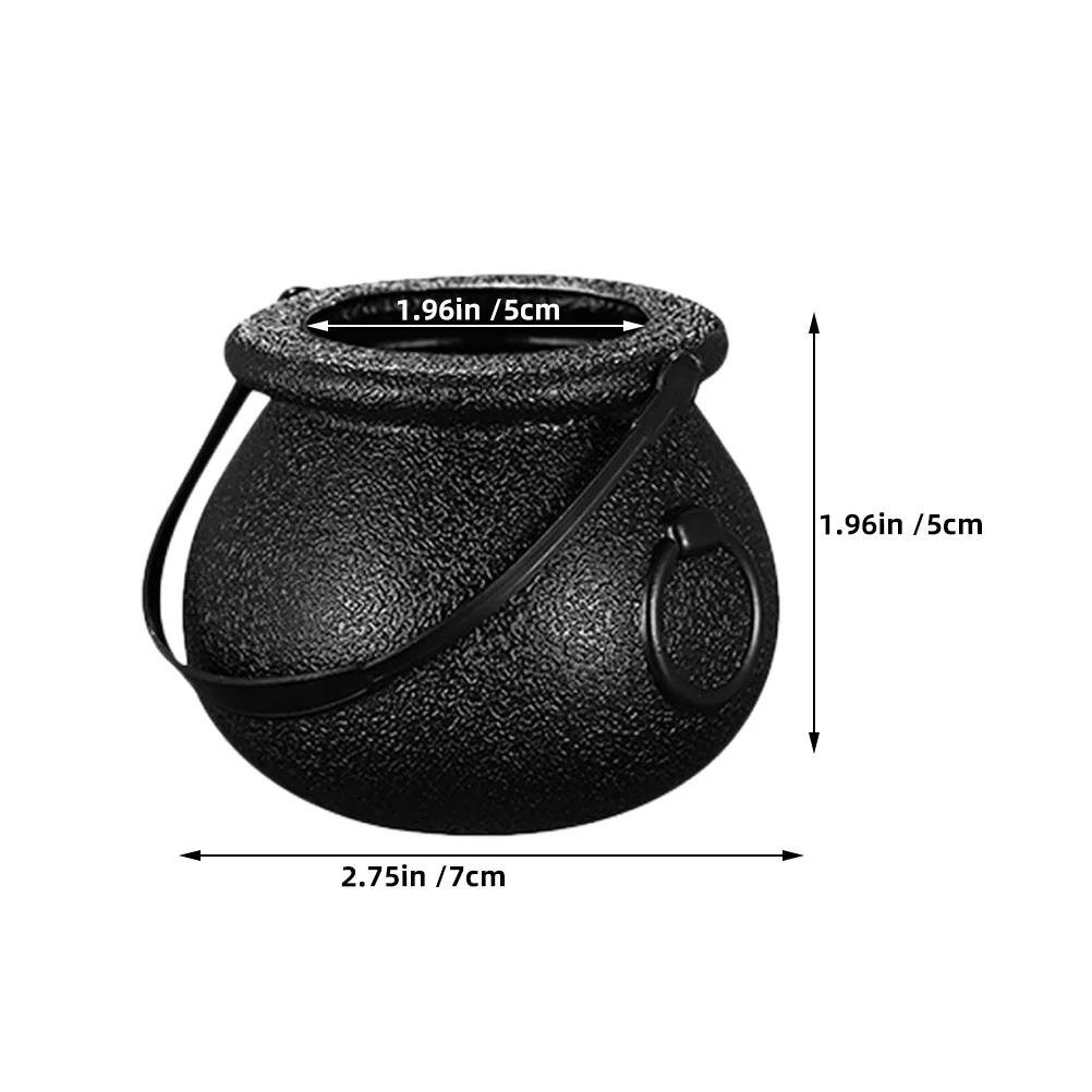 12 Pcs Witch Halloween Costume Candy Jar Gold Coin Children's Birthday Gifts Trick Or Treat Cauldron Basket Kettle Black