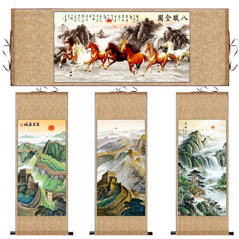 

Hotel Hanging Paintings Feng Shui Scroll Paintings Silk Abroad Gifts Room Decor Aesthetic Poster Canvas Wall Art