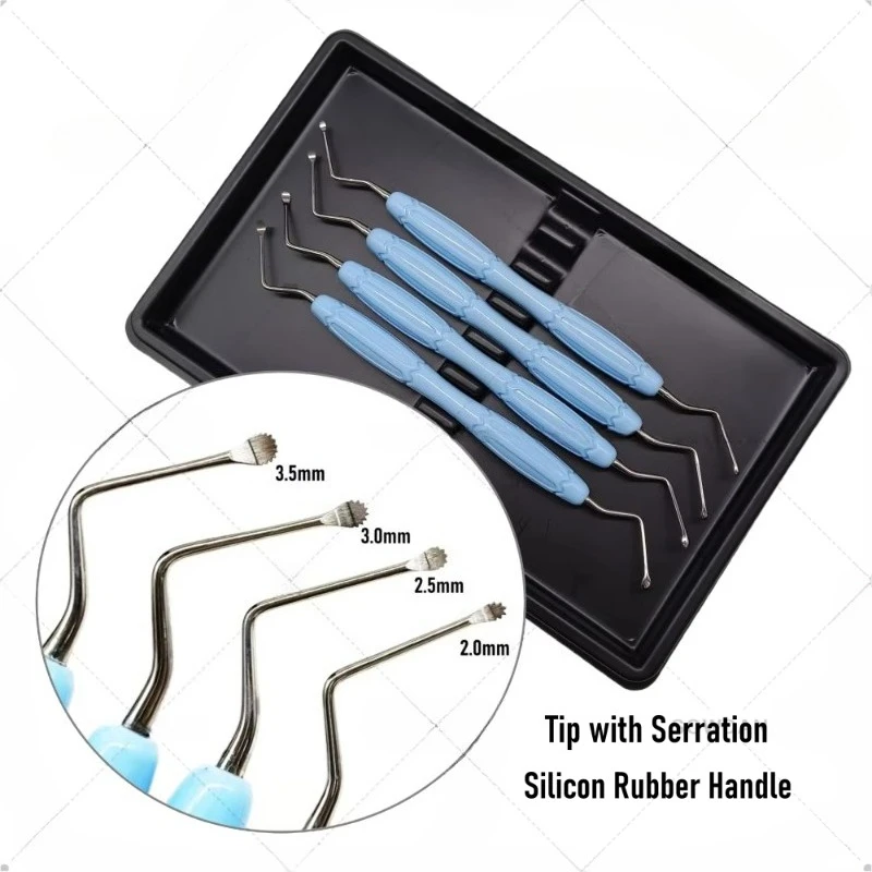 Double Ends Tip with Saw Tooth Silicon Handle lab Implants Instruments Excavator Restorative Filling Tools lab Spoon.