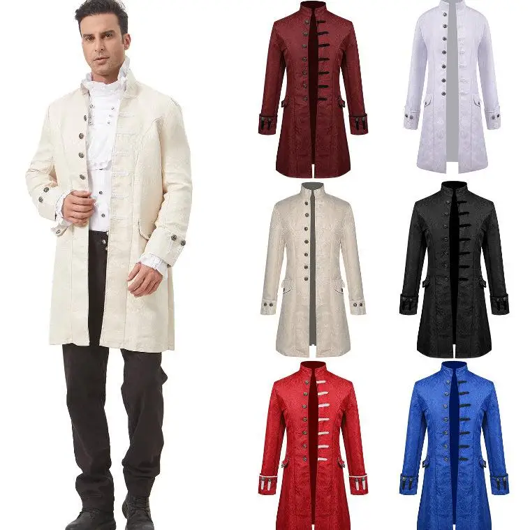 

Мужской костюм на Хэллоуин, средневековое тюлетное пальто, длинное винтажное пальто в стиле Ренессанс, справедливая торговля, одежда, этническая женская мода