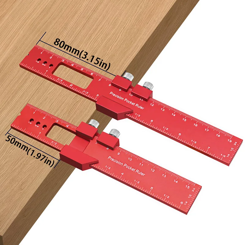 16/20/30cm Gauge New Aluminum Alloy Positioning Ruler Woodworking Ruler Measuring Tool DIY Inch/Metric in one