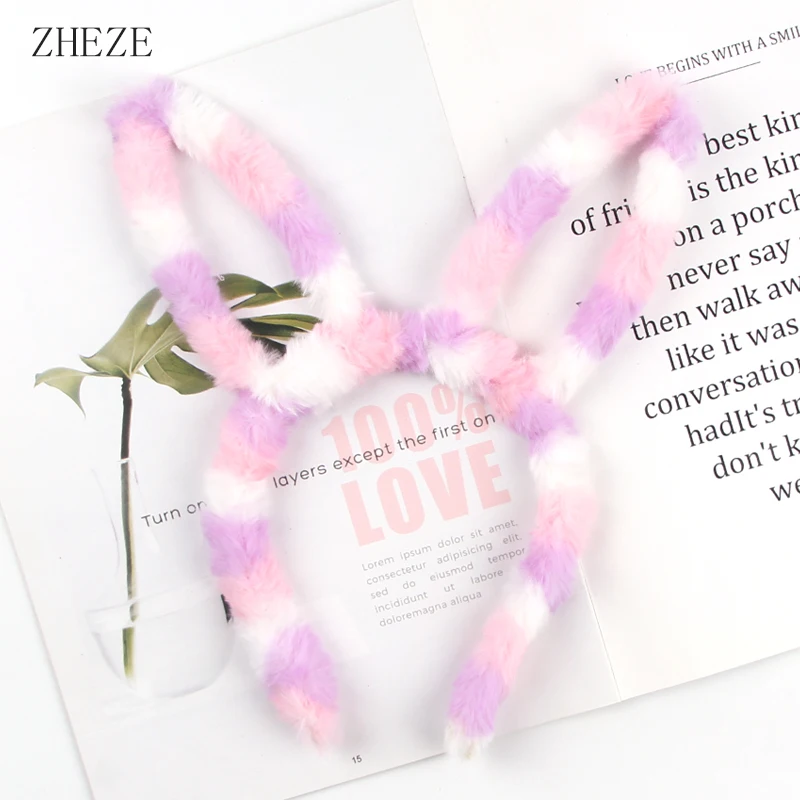 1pc Cute Plush Hair Hoop for Washing Face Skincare Kawaii  Bunny Ear Shaped Headband for Women Girls Wear Daily Hair Accessories view 5